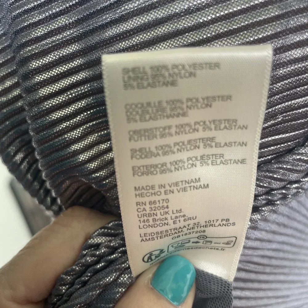 Free People NWOT Mila Metallic Maxi Dress  Open Back Silver Gray Shimmer Large
